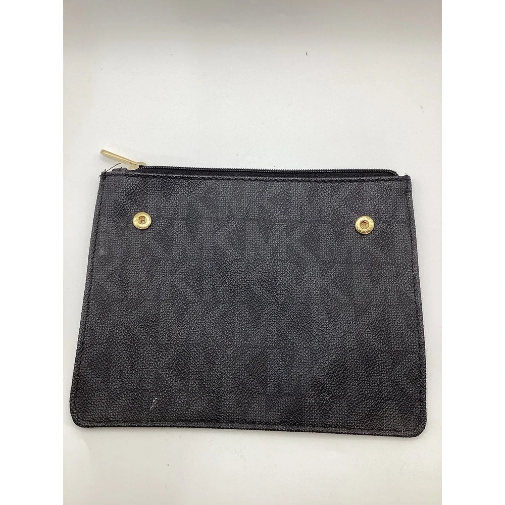 Michael Kors Womens Cosmetic Bag Pouch - MK Logo Black And Silver